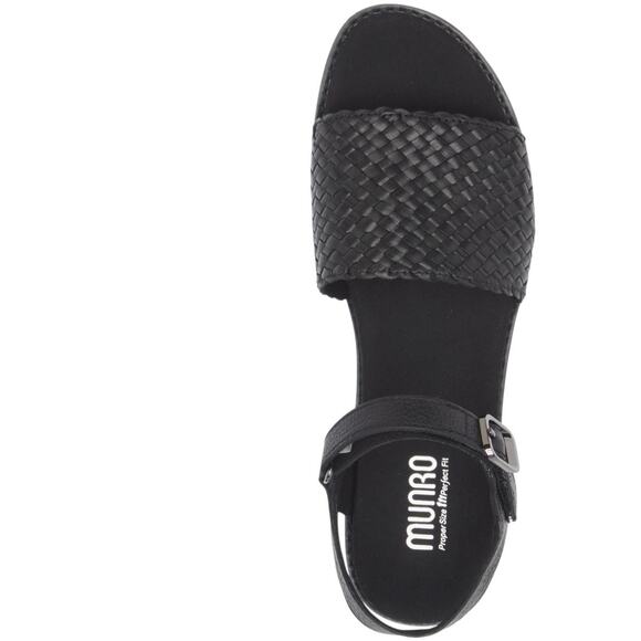 MUNRO Conner Black Leather Woven Ankle Strap Sandal Women Size 8.5 NWT $210 - Picture 5 of 7
